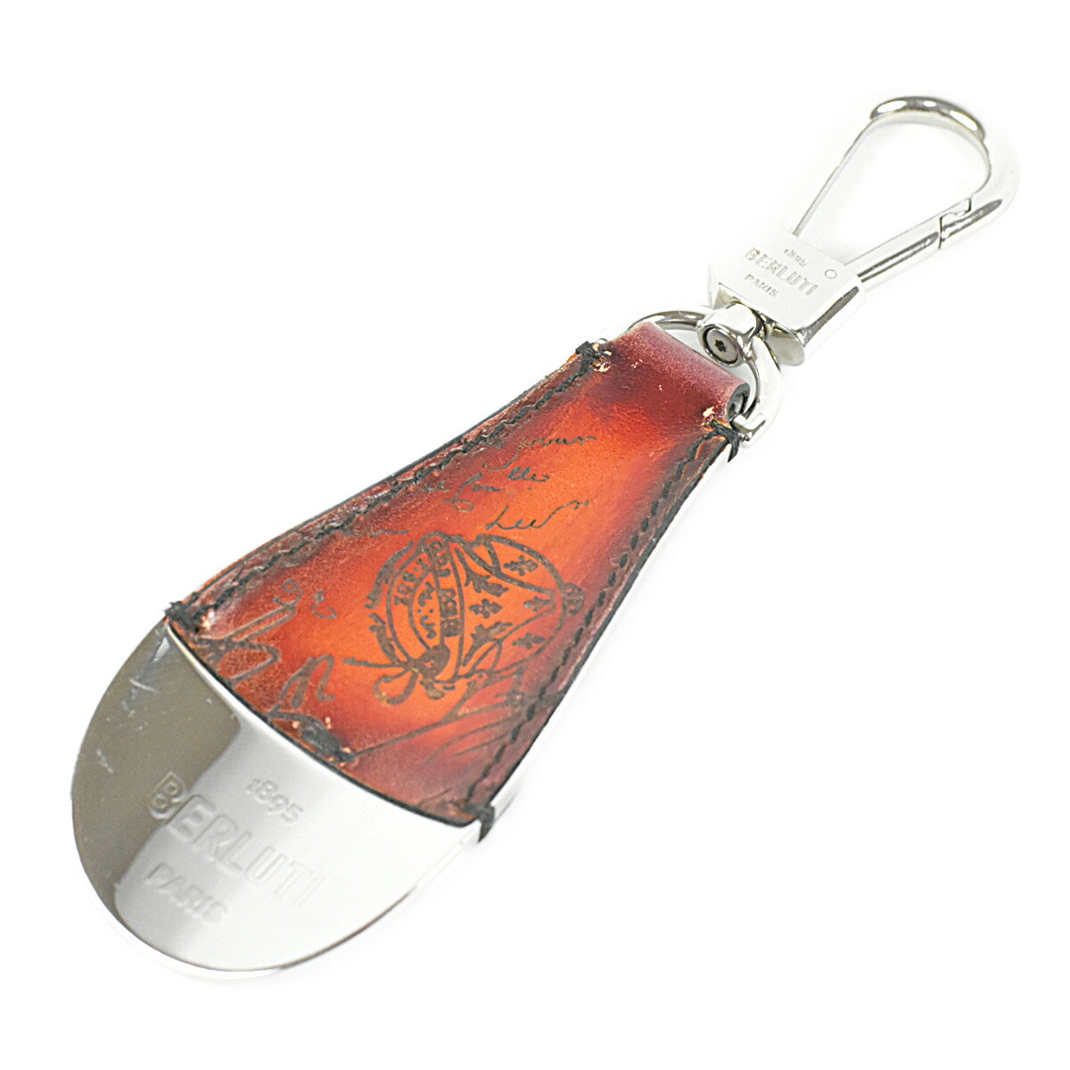 ベルルッティ スクリット カリグラフィ メタル シューホーン バッグ チャーム キーリング 靴ベラ BERLUTI【中古】【RCP】