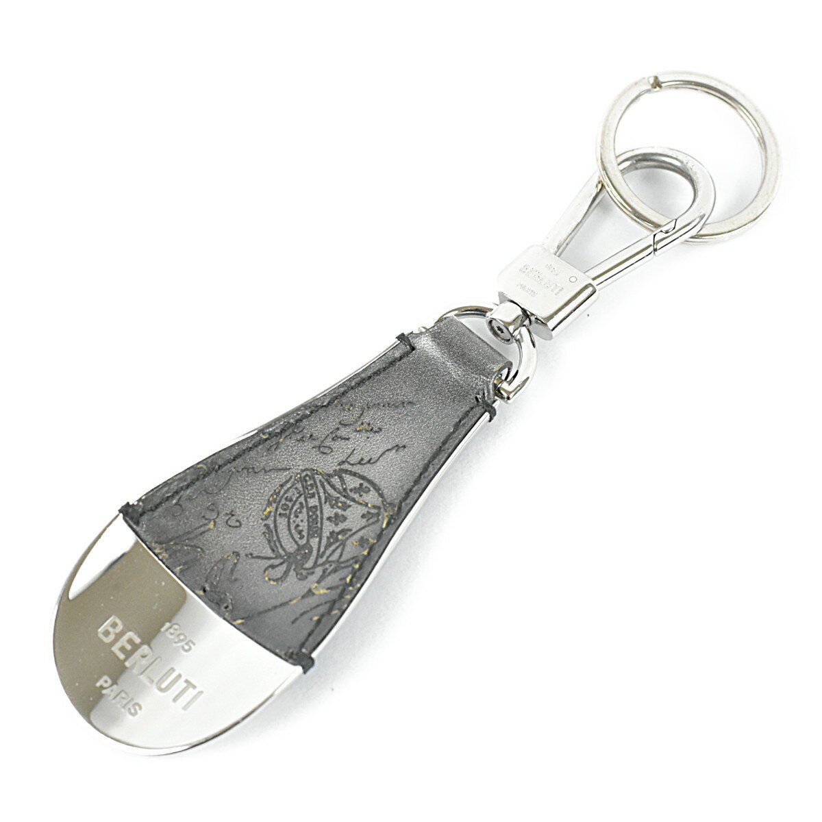 ベルルッティ 美品 スクリット カリグラフィ メタル シューホーン バッグ チャーム キーリング 靴ベラ BERLUTI【中古】【RCP】