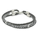 イーノス ダイヤモンド ヘマタイト メンズ レザー ブレスレット K18WG 17.5g 0.08ct E-NO'S【中古】【RCP】