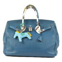 エルメス バーキン40 メンズバーキン ロデオ ツイリー付き ブルー S金具 トートバッグ 2013年 □Q刻印 HERMES BIRKIN 40【中古】【RC...