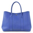 エルメス 美品 ガーデンパーティ36 PM レザー トートバッグ ネゴンダ ブルー系 2017年 A刻印 HERMES【中古】【RCP】