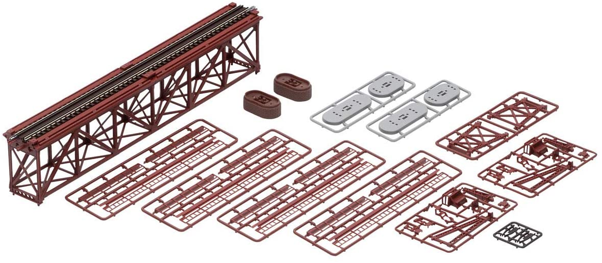 TOMIX 上路式単線トラス鉄橋S280(F)(赤)(れんが橋脚・2本付) #3266
