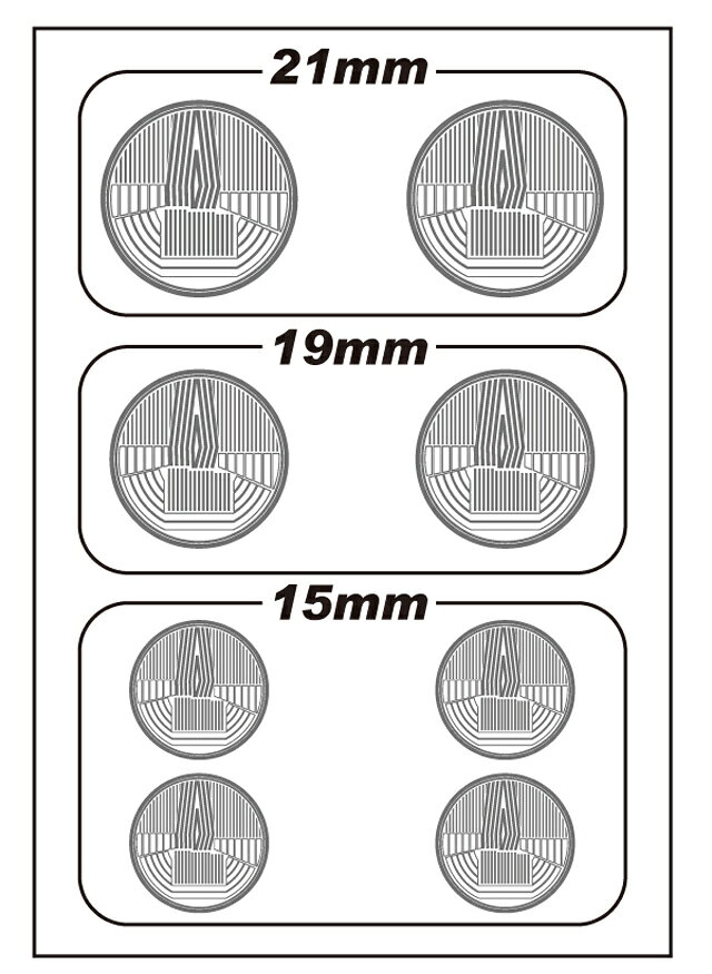 ラジコン天国徳島店の送料無料 WRAP-UP REAL 3Dヘッドライトデカールセット丸目TYPE-A(21/19/15mm)マスキングシート付 #0010-01｜アングル2