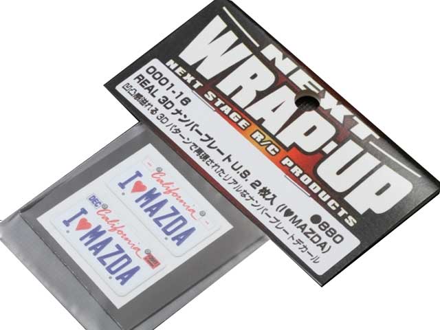 【送料無料】 WRAP-UP REAL 3DナンバープレートU.S. 2枚入(I LOVE MAZDA) 0001-16