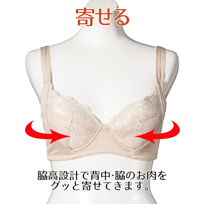 ブラジャー 脇高 Eカップ Fカップ Gカップ ブラジャー 脇肉 横流れ防止 脇高ブラ ...