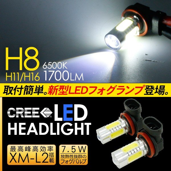  LEDフォグランプ LEDバルブ H16 LEDフォグバルブ プロジェクターレンズ 7.5W/12V 2個セット プリウス アクア アルファード20 ヴェルファイア ハスラー エブリィ