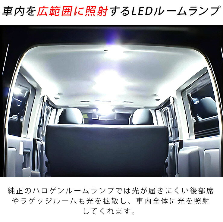 ハイエース200系 DX 全年式対応 LED ルームランプ 3点フルセット 標準/ワイド 3chip SMD レジアスエース 室内灯 2