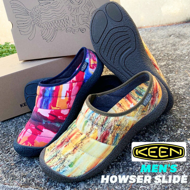 KEEN キーン メンズ 男性 HOWSER SLIDE ハウザースライド コラボレーションモデル 2色デザイン BANYAN TREE 1025674・NEW YORK AT NIGHT 1025675 リラックスシューズ アウトドアスニーカー スリッポン 楽ちん サンダル感覚 モック 秋冬スニーカー カジュアル アウトドア