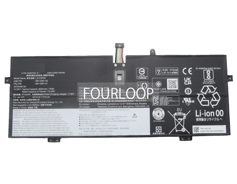 【純正】82lu002niv 15.52V 75Wh lenovo ノート PC ノートパソコン 純正 交換バッテリー