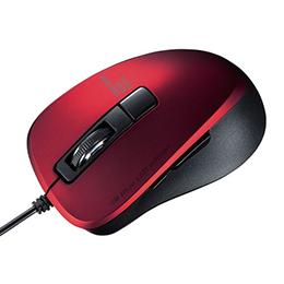 サンワサプライ 静音有線ブルーLEDマウス 5ボタン レッド MA-BL156R