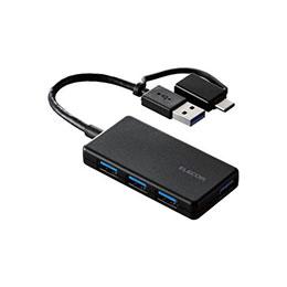 エレコム USB ハブ USB3.1 Gen1 バスパワー 超薄型 ケーブル長10cm ブラック U3H-CA4004BBK