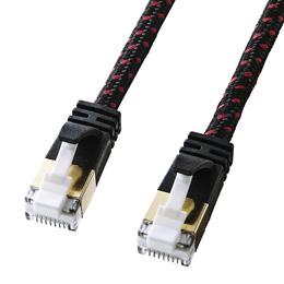 サンワサプライ つめ折れ防止カテゴリ7細径メッシュLANケーブル 1m ブラック&レッド KB-T7ME-01BKR
