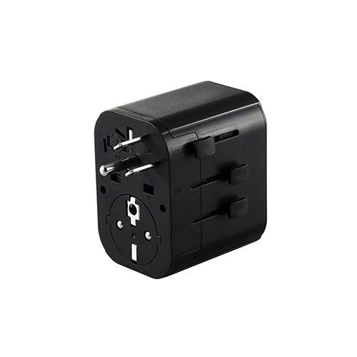 エレコム 海外用マルチ変換アダプタ AタイプBFタイプOタイプSEタイプ 出力15W USB-C×1 USB-A×2 ブラック T-HPAM-15A2CBK