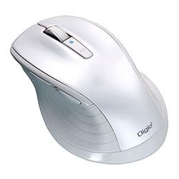 Digio デジオ F_line Bluetooth静音5ボタンBlueLEDマウス Lサイズ ホワイト MUS-BKF149W