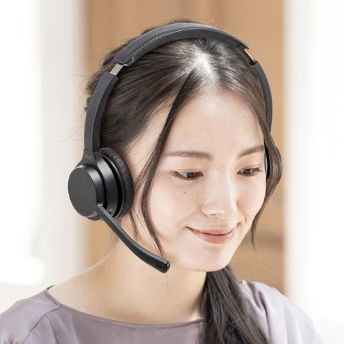 サンワサプライ Bluetoothヘッドセット(両耳タイプ・単一指向性) MM-BTSH62BK