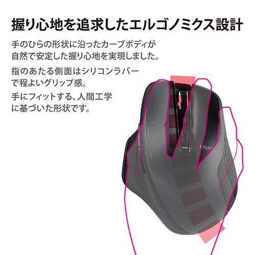 Digio デジオ 手にフィットするカーブボディ 無線静音5ボタンBlueLEDマウス ホワイト MUS-RKF155W