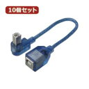 変換名人 10個セット USB BtypeL型ケーブル延長20(左L) USBB-CA20LLX10(2)