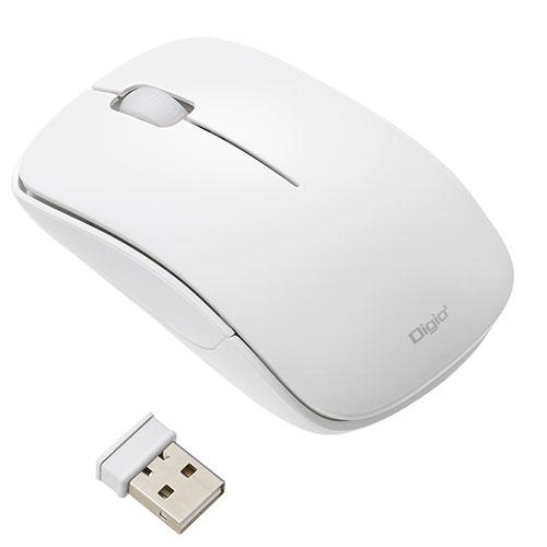 Digio デジオ かる～い操作 無線3ボタンBlueLEDマウス ホワイト MUS-RKT186W