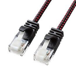 サンワサプライ つめ折れ防止カテゴリ6A細径メッシュLANケーブル 5m ブラック&レッド KB-T6AME-05BKR