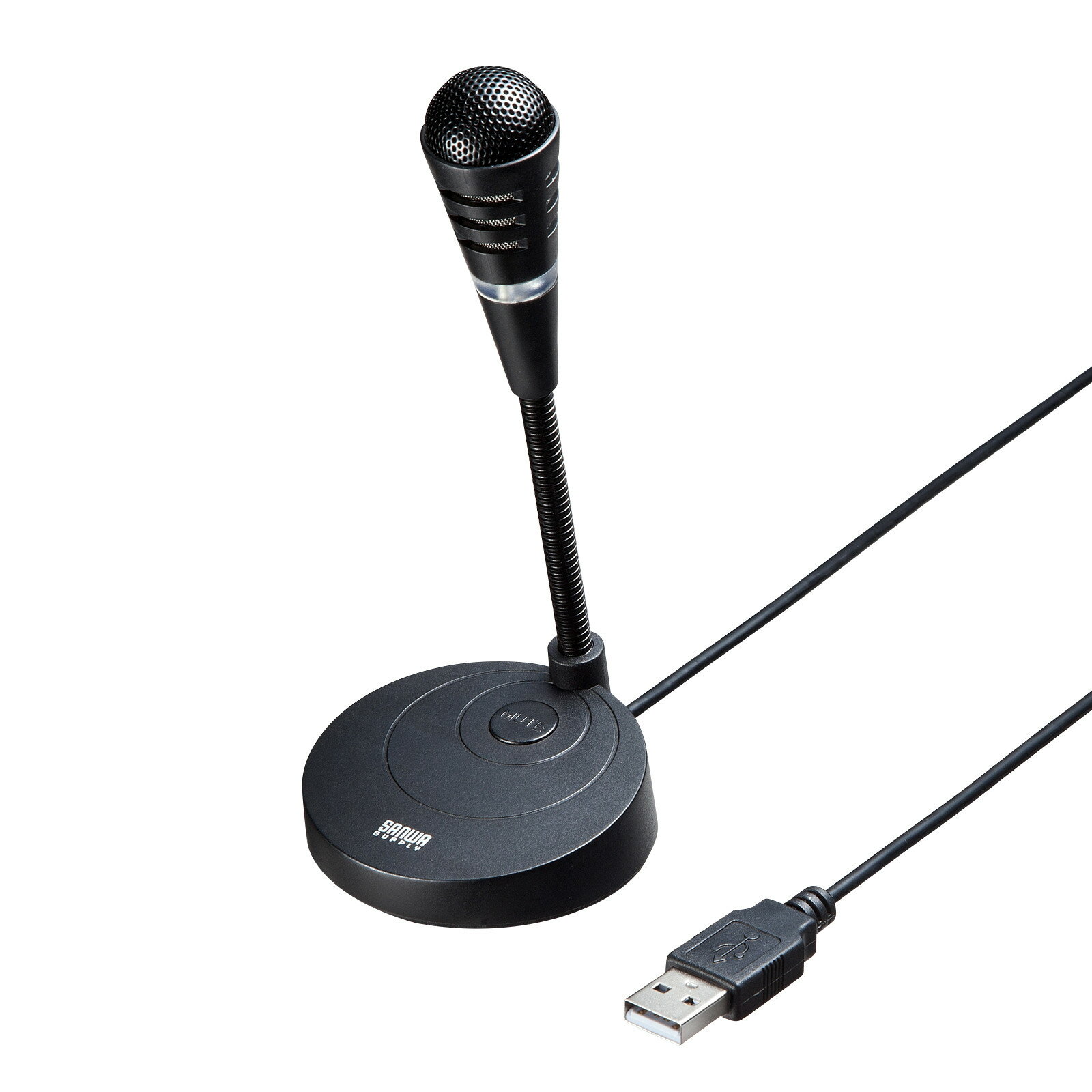 サンワサプライ フラット型のUSBマイク MM-MCU03BKN
