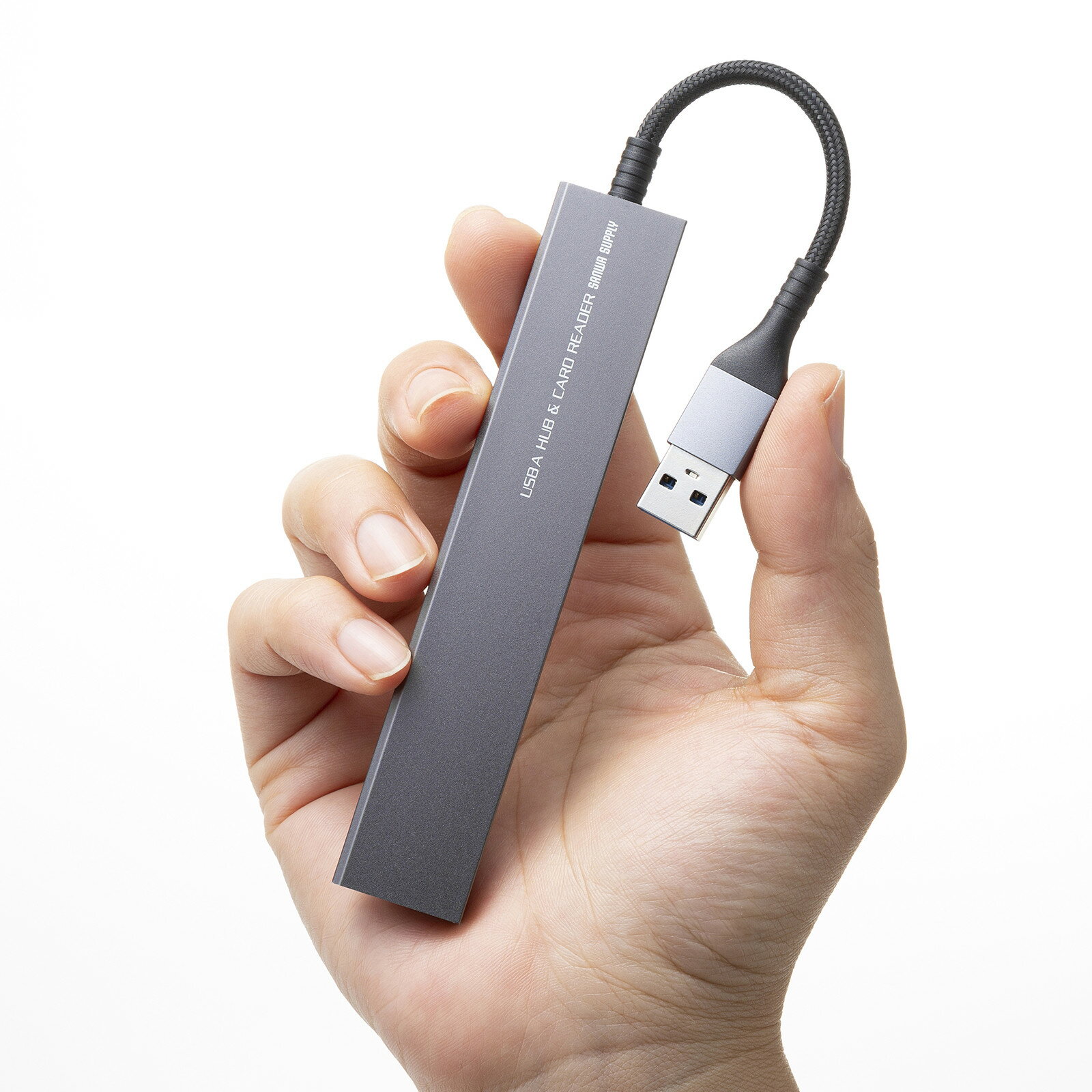 サンワサプライ USB 5Gbps 3ポート スリム ハブ カードリーダー付き・USB A接続 USB-A・3ポート USB-3HC320MS