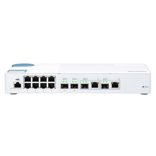 QSW-M408-2C, 8 port 1Gbps, 2 port 10G SFP+/ NBASE-T Combo, 2 port 10G SFP+, web management switch