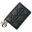 Christian Dior クリスチャンディオール LADY DIOR フラップ カードホルダー 名刺入れ ブラック S0011ONMJ_M900 レディース【中古】【美品】【あす楽】