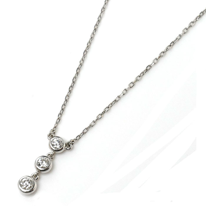 MIKIMOTO ミキモト K18WG ホワイトゴールド ネックレス ダイヤモンド0.31ct 3.3g 40cm レディース【中古】【あす楽】