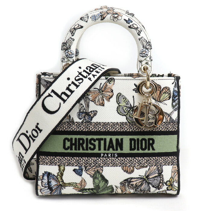 Christian Dior クリスチャンディオール ドゥ ジュイ メキシコ エンブロイダリー 2Wayショルダーバッグ Lady D-Lite バッグ ミディアム ホワイト マルチカラー M0565OESR_M20E レディース【中古】【あす楽】
