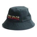 CELINE セリーヌ ロゴ エンブロイダリー バケットハット ハット ブラック 2AUO1968P S ユニセックス【中古】(4)
