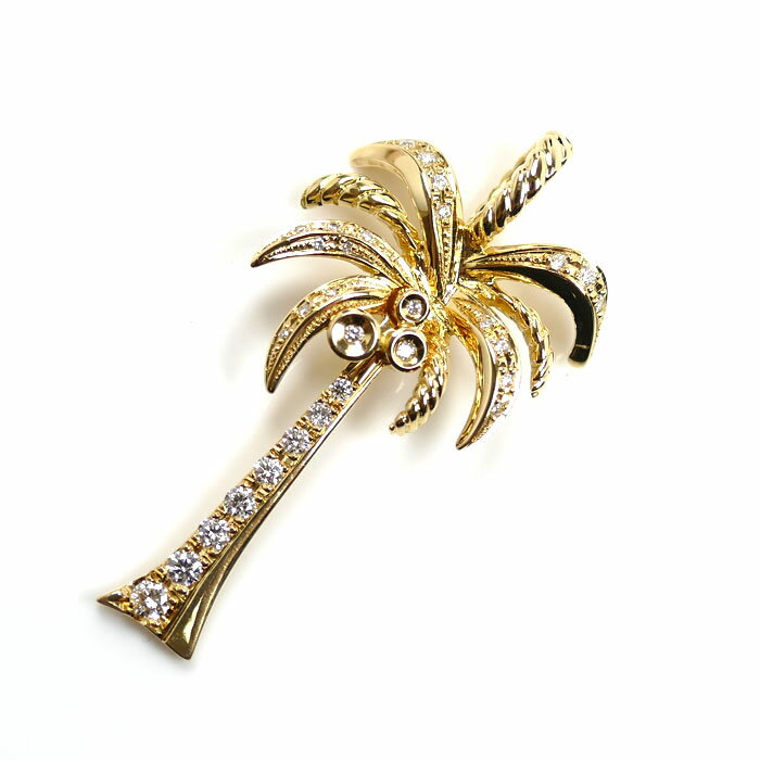 【エントリーでポイント5倍！】SJX K18YG イエローゴールド パームツリー ハイエンドモデル ペンダントトップ ダイヤモンド0.30ct 5.7g メンズ【中古】