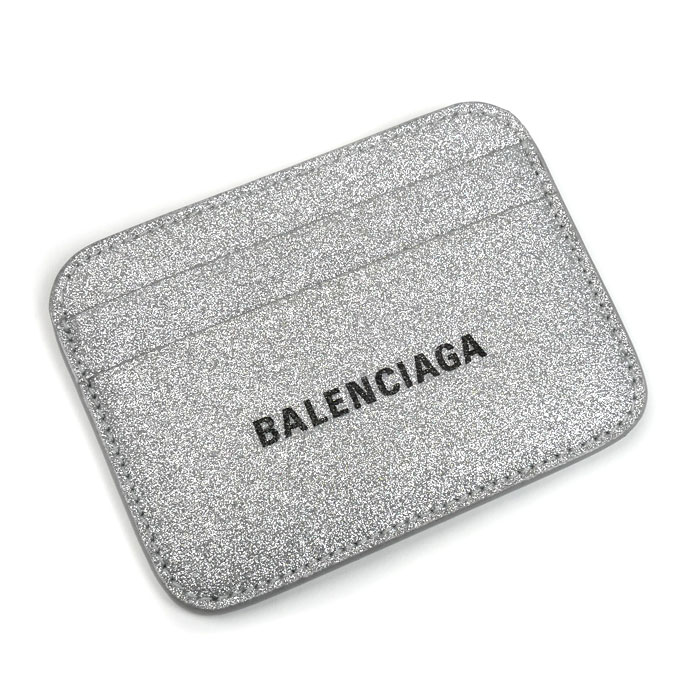 【エントリーでポイント5倍！】BALENCIAGA バレンシアガ ロゴ グリッター カードケース シルバー 59381..