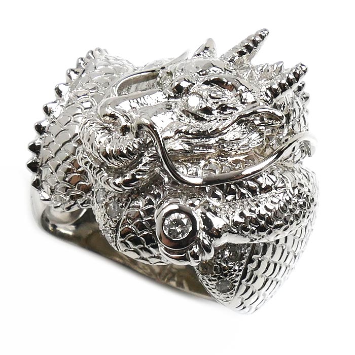 【中古】Pt900プラチナ龍リング...