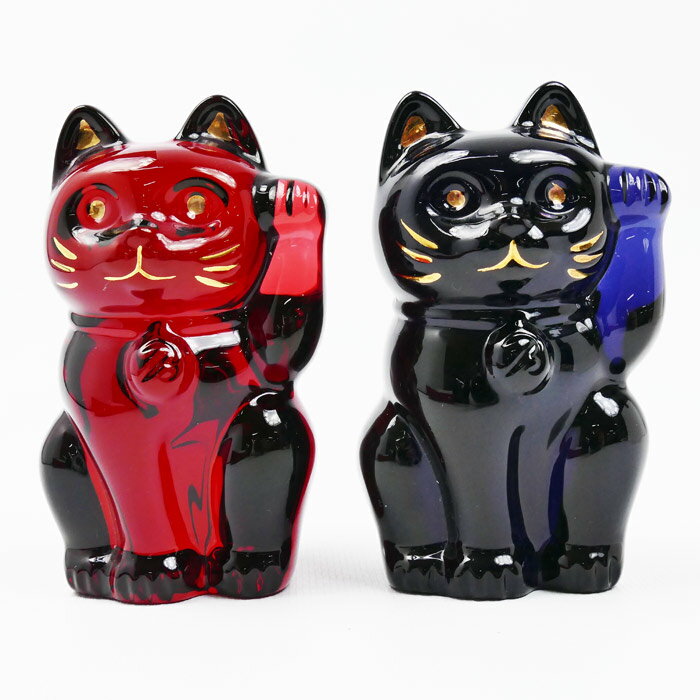 乐天商城 - Baccarat バカラ 招き猫 オブジェ Sサイズ ミッドナイト/レッド 2607787/2613002 2体セット まねきねこ まねき猫【中古】【極美品】