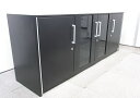 オカムラ マスターラインII クレデンザ サイドボード ガラス扉タイプ W1820 鍵付 中古【中古オフィス家具】【中古品】