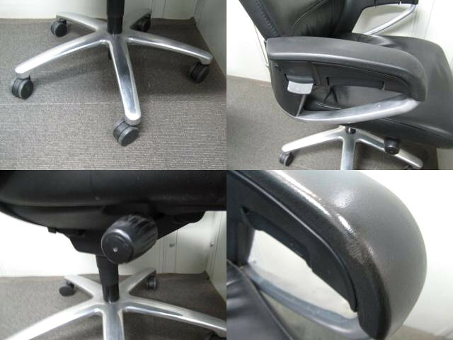 コクヨ フィロソフィー エグゼクティブチェア 革張り 肘付き ブラック W615 中古【中古オフィス家具】【中古】 [2]