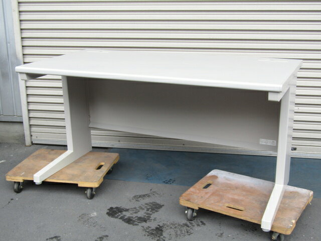 イナバ VDN 平デスク W1400 引き出し無 グレー 中古B【中古オフィス家具】【中古品】(3)