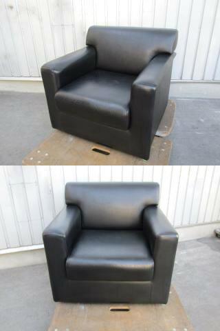 コクヨ フットスツール×2 センターテーブル メーカー不詳 1人用ソファ×2・3人用ソファ・ 計6点応接セット 役員用 中古【中古オフィス家具】【中古品】 [2]