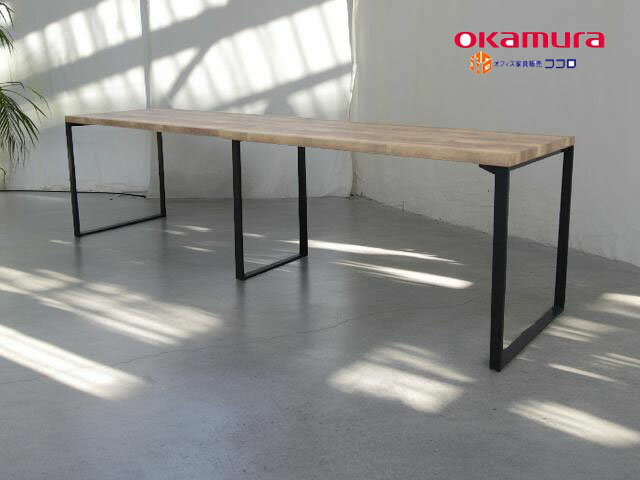 オカムラ アルトピアッツァ ミーティングテーブル W3600 ソーンオーク ハイタイプ 中古【中古オフィス..
