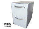【中古】プラス エクセフ サイドワゴン 2段 ホワイト 収納 鍵付【中古オフィス家具】