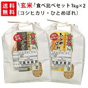 【送料無料】玄米 令和5年産 新米 魚沼産コシヒカリ1kg×1袋・岩手県花巻産ひとめぼれ1kg×1袋 玄米食べ比べセット【smtb-TD】【saitama】