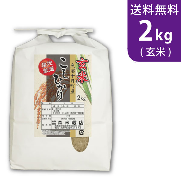 【送料無料】令和5年産 玄米 魚沼産コシヒカリ 2kg 十日