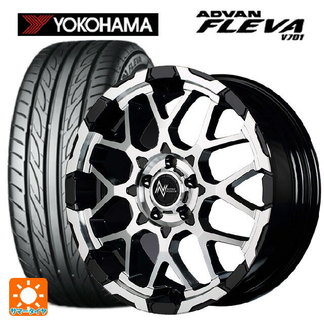 【6/11 1:59迄 全品ポイント5倍】215/45R18 93W XL ヨコハマ アドバン フレバ V701 正規品 # エムアイディー ナイトロパワー M28バレットエス ブラック/ミラーカット 18-7J 国産車用 サマータイヤホイール4本セット