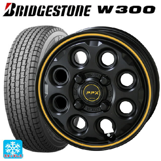 【5/20限定 最大3万円OFFクーポン】145/80R12 80/78N ブリヂストン W300 正規品 共豊 PPX MIL8(ミル8） セミグロスブラック×イエローライン 12-3.5J 国産車用 スタッドレスタイヤホイール4本セット