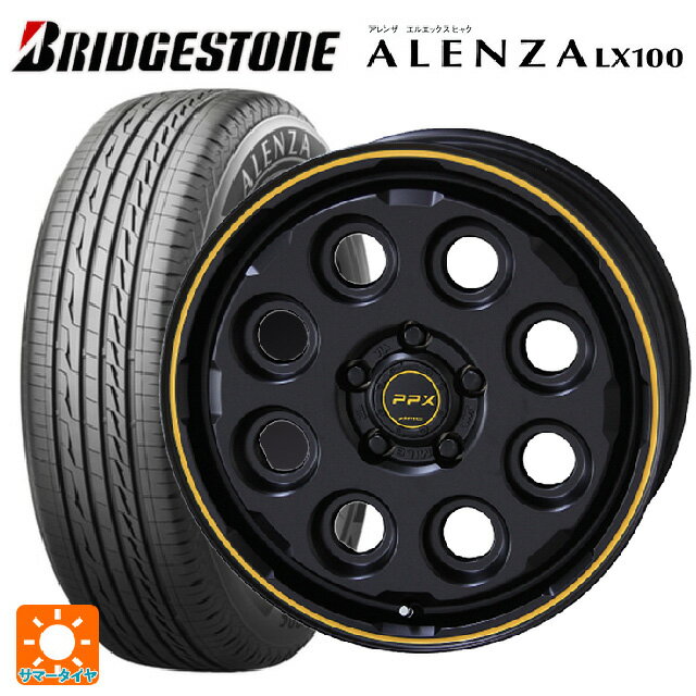 【最大3万円OFFクーポン 5/16 1:59迄】2022年製 215/60R17 96H ブリヂストン アレンザLX100 正規品 # 共豊 PPX MIL8(ミル8） セミグロスブラック×イエローライン 17-7J 国産車用 サマータイヤホイール4本セット