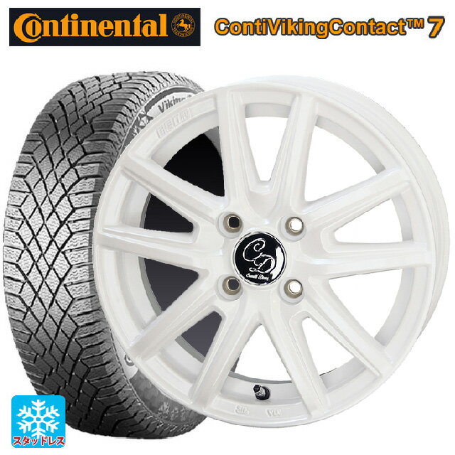 【6/22 20時〜 全品P5倍＆クーポン】155/65R14 75T コンチネンタル コンチバイキングコンタクト7 正規品 共豊 デコル カヌレ ルミエールホワイト 14-4.5J 国産車用 スタッドレスタイヤホイール4本セット