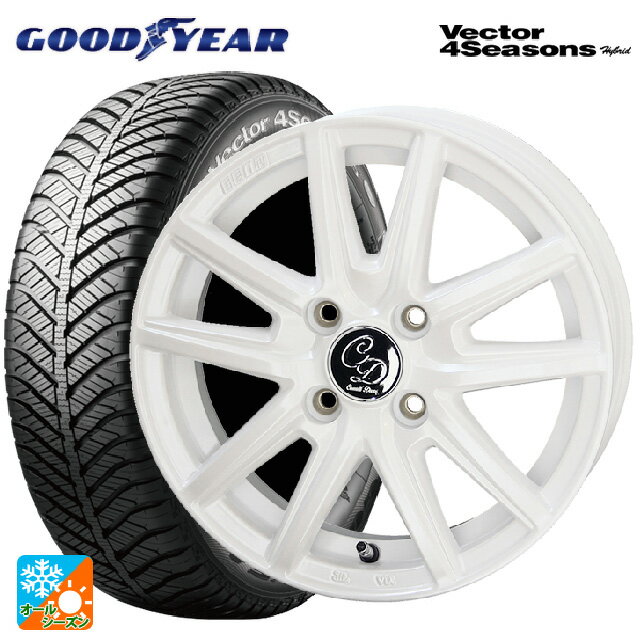 【6/22 20時〜 全品P5倍＆クーポン】165/55R14 72H グッドイヤー ベクターフォーシーズンズ ハイブリッド 共豊 デコル カヌレ ルミエールホワイト 14-4.5J 国産車用 オールシーズンタイヤホイール4本セット