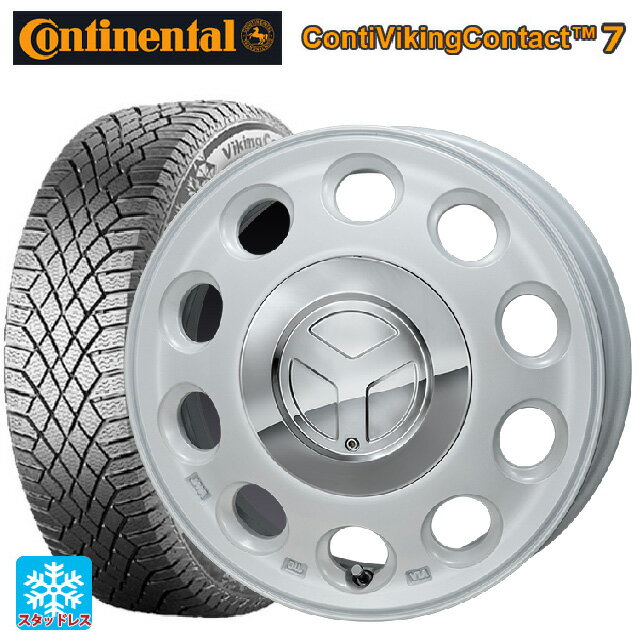 【6/22 20時〜 全品P5倍＆クーポン】155/65R14 75T コンチネンタル コンチバイキングコンタクト7 正規品 ジャパン三陽 モンツァ ピエディーノ パールホワイト 14-4.5J 国産車用 スタッドレスタイヤホイール4本セット