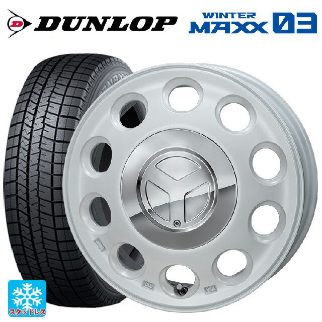 【6/15〜16限定 全品P5倍＆クーポン】155/65R14 75Q ダンロップ ウィンターマックス 03(WM03) ジャパン三陽 モンツァ ピエディーノ パールホワイト 14-4.5J 国産車用 スタッドレスタイヤホイール4本セット