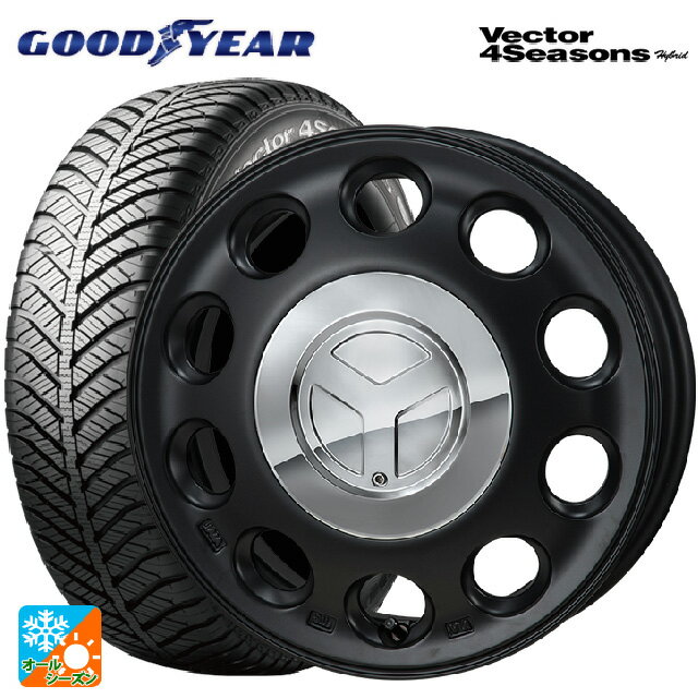 【6/22 20時〜 全品P5倍＆クーポン】165/55R14 72H グッドイヤー ベクターフォーシーズンズ ハイブリッド ジャパン三陽 モンツァ ピエディーノ セミグロスブラック 14-4.5J 国産車用 オールシーズンタイヤホイール4本セット